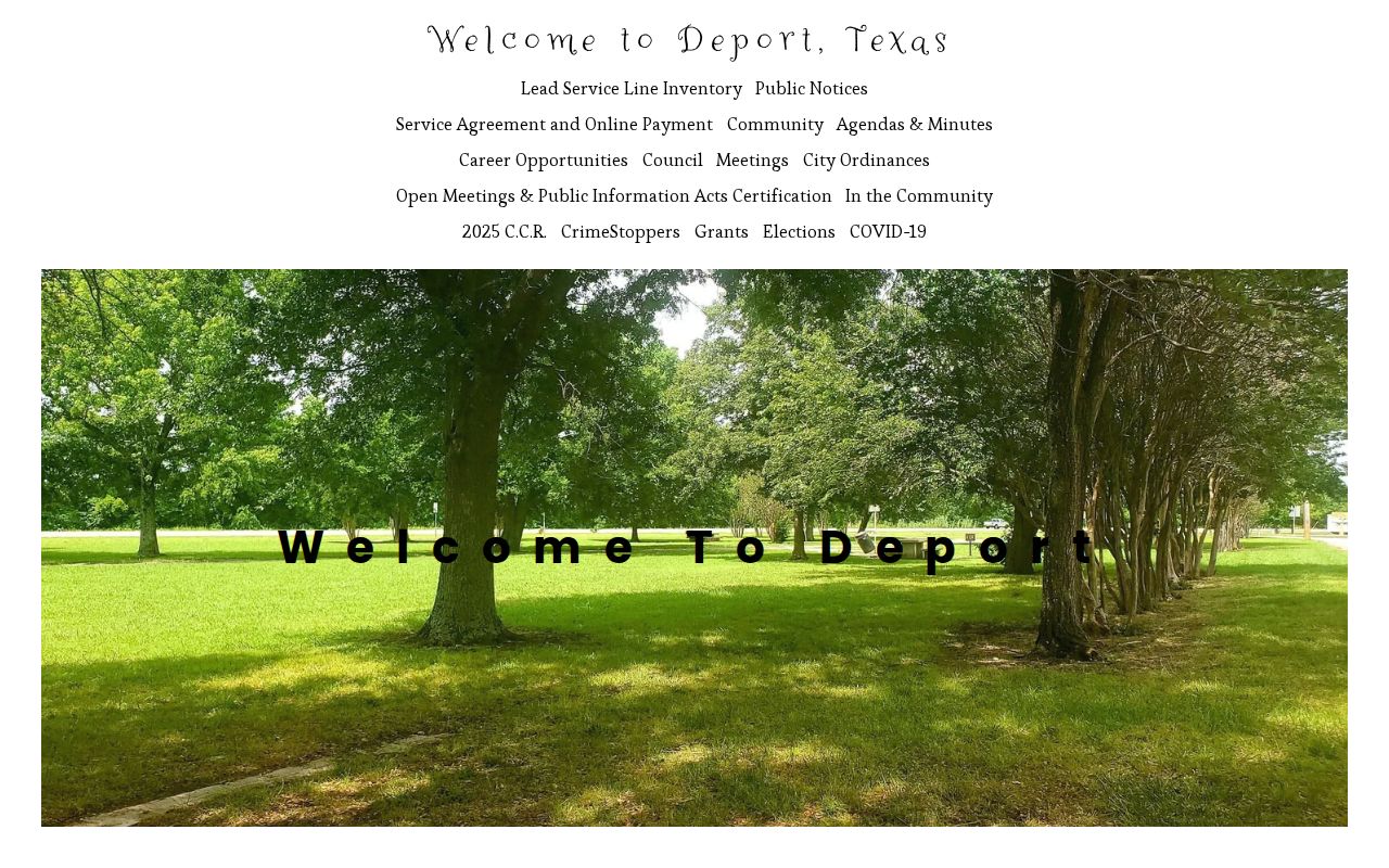 Official Deport city website with City Hall contact information
