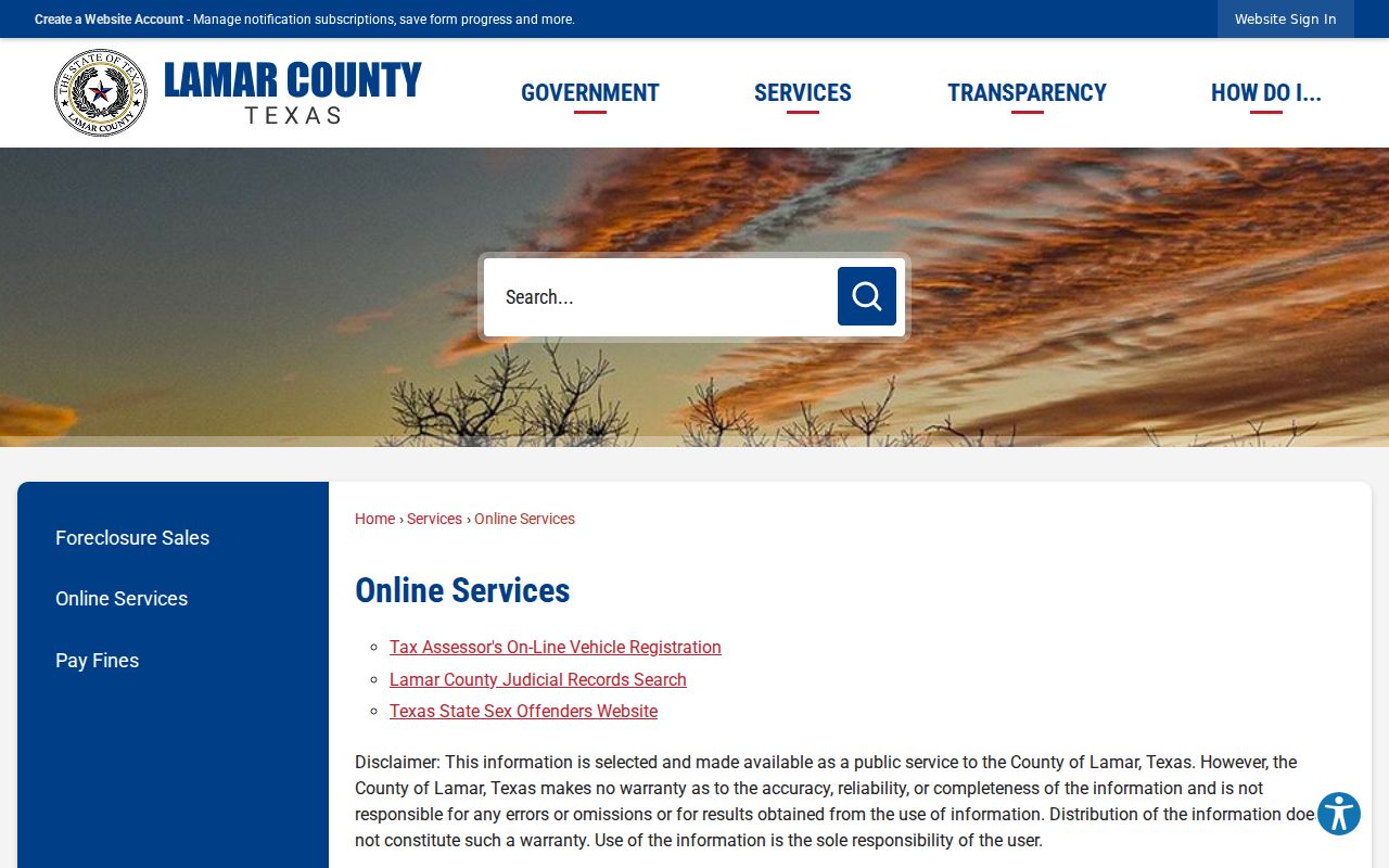 Lamar County court docket judicial records link